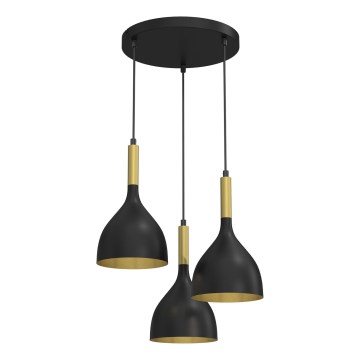 Підвісна люстра NOAK 3xE27/15W/230V чорний/золотий
