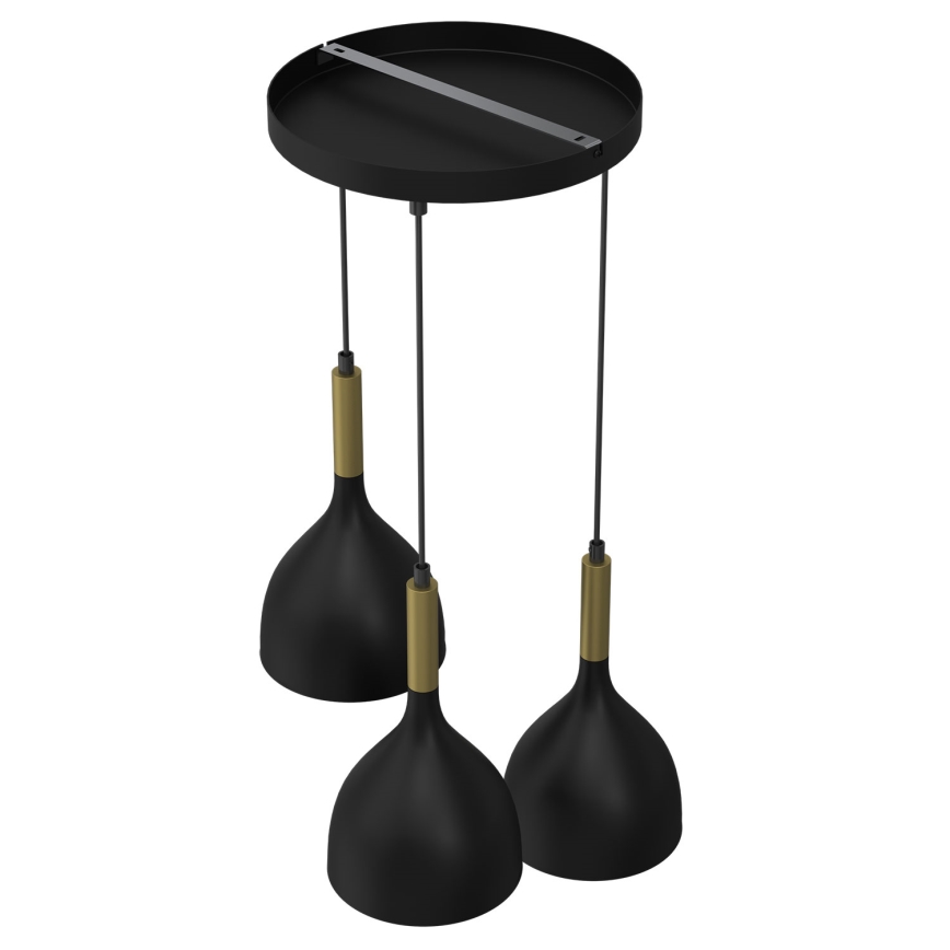 Підвісна люстра NOAK 3xE27/15W/230V чорний/золотий