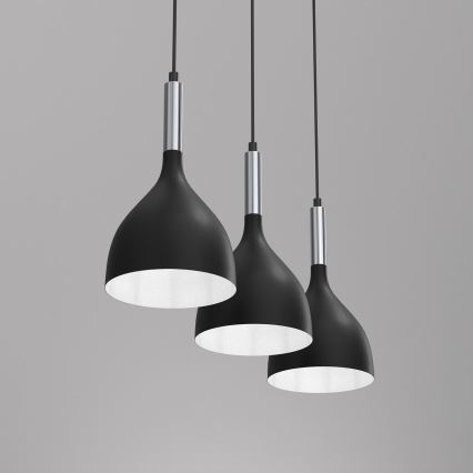 Підвісна люстра NOAK 3xE27/15W/230V чорний/глянцевий хром