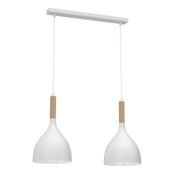 Підвісна люстра NOAK WOOD 2xE27/15W/230V білий/бук