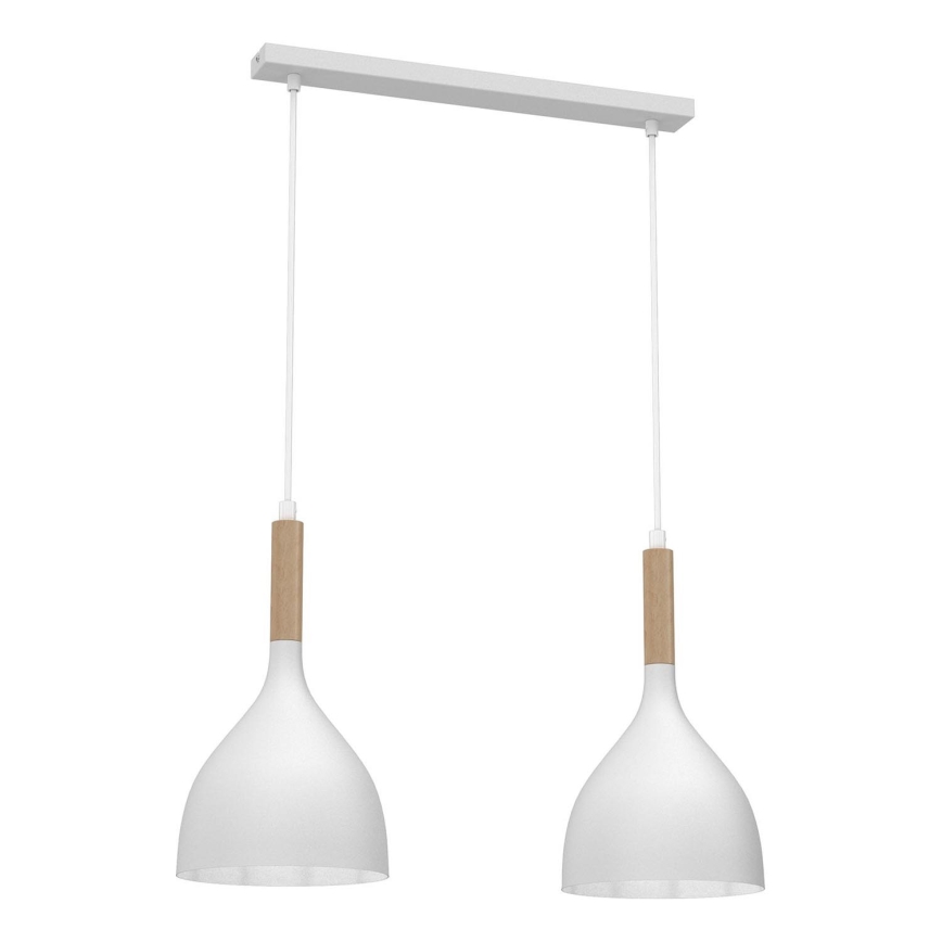 Підвісна люстра NOAK WOOD 2xE27/15W/230V білий/бук