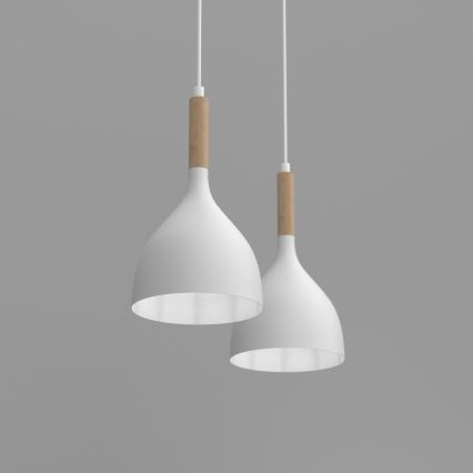 Підвісна люстра NOAK WOOD 2xE27/15W/230V білий/бук