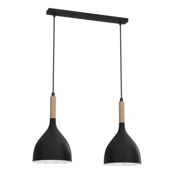 Підвісна люстра NOAK WOOD 2xE27/15W/230V чорний/бук
