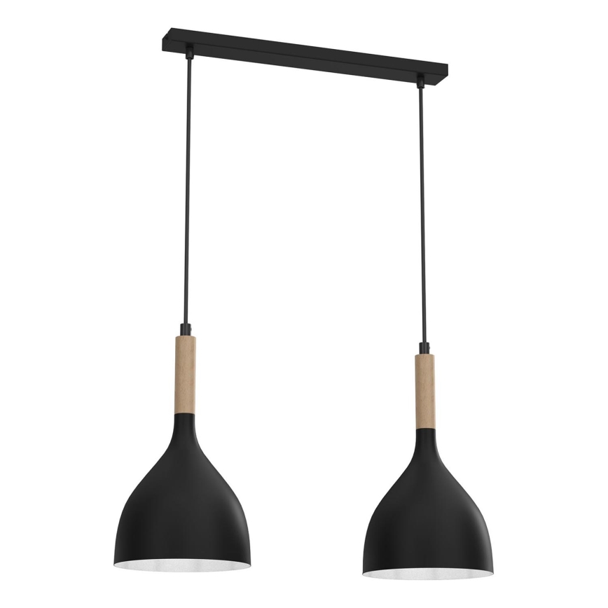 Підвісна люстра NOAK WOOD 2xE27/15W/230V чорний/бук