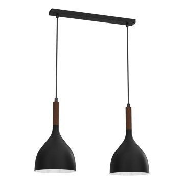 Підвісна люстра NOAK WOOD 2xE27/15W/230V чорний/бук