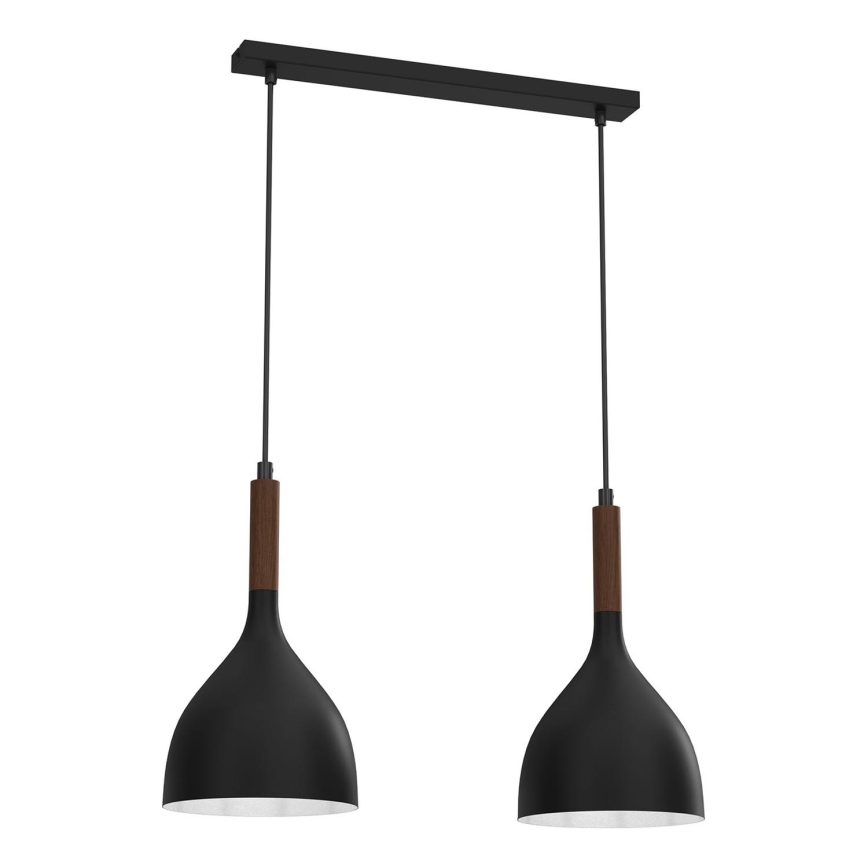 Підвісна люстра NOAK WOOD 2xE27/15W/230V чорний/бук