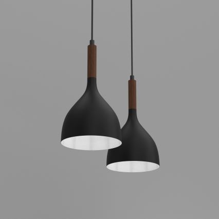 Підвісна люстра NOAK WOOD 2xE27/15W/230V чорний/бук