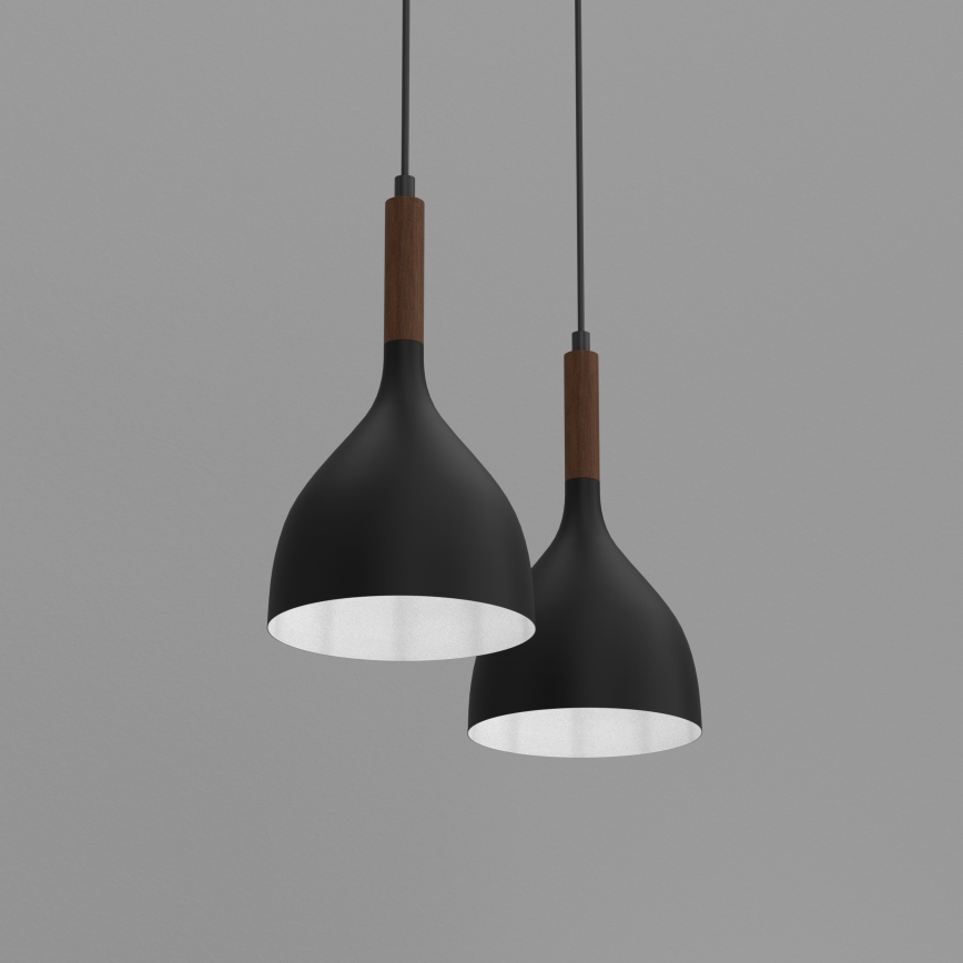Підвісна люстра NOAK WOOD 2xE27/15W/230V чорний/бук