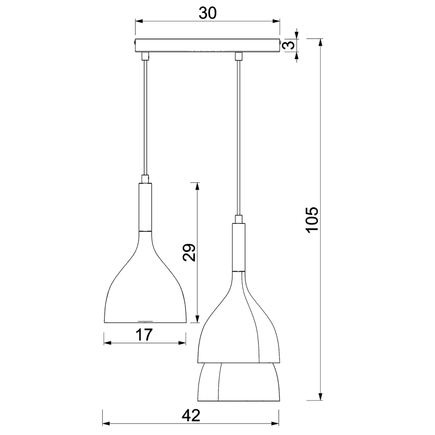 Підвісна люстра NOAK WOOD 3xE27/15W/230V чорний/бук