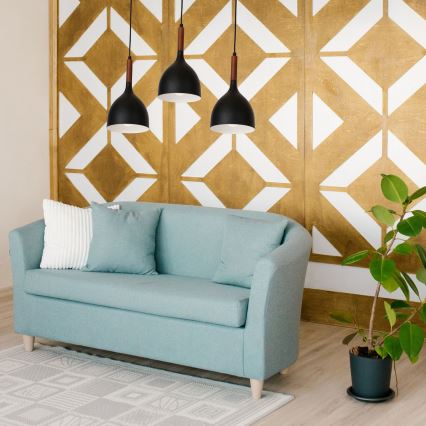 Підвісна люстра NOAK WOOD 3xE27/15W/230V чорний/бук