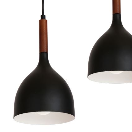 Підвісна люстра NOAK WOOD 3xE27/15W/230V чорний/бук