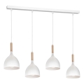 Підвісна люстра NOAK WOOD 4xE27/15W/230V білий/бук