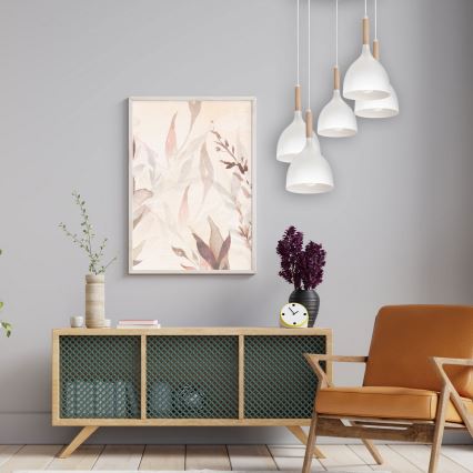 Підвісна люстра NOAK WOOD 5xE27/15W/230V білий/бук