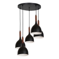 Підвісна люстра NOAK WOOD 5xE27/15W/230V чорний/бук