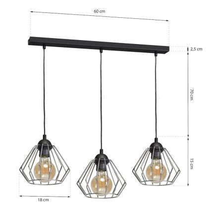 Підвісна люстра NORMAN 1xE27/60W/230V