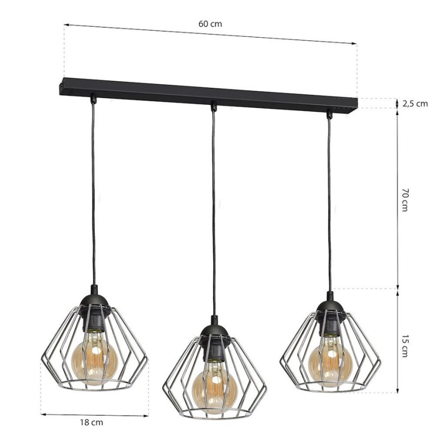 Підвісна люстра NORMAN 1xE27/60W/230V