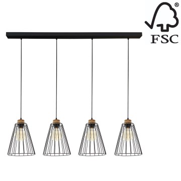 Підвісна люстра ORAZIO 4xE27/60W/230V дуб – сертифіковано FSC