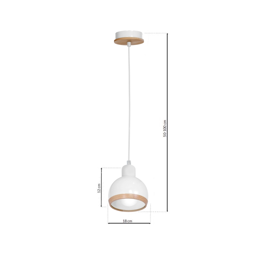 Підвісна люстра OVAL 1xE27/60W/230V білий