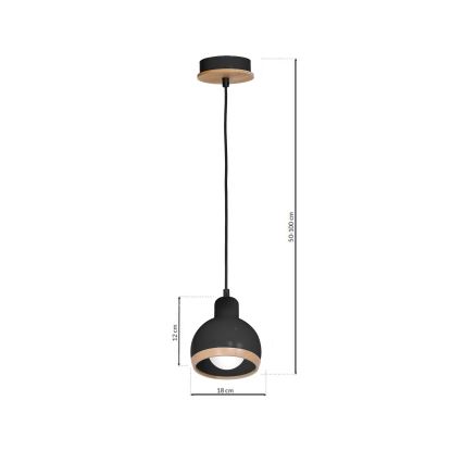 Підвісна люстра OVAL 1xE27/60W/230V чорний