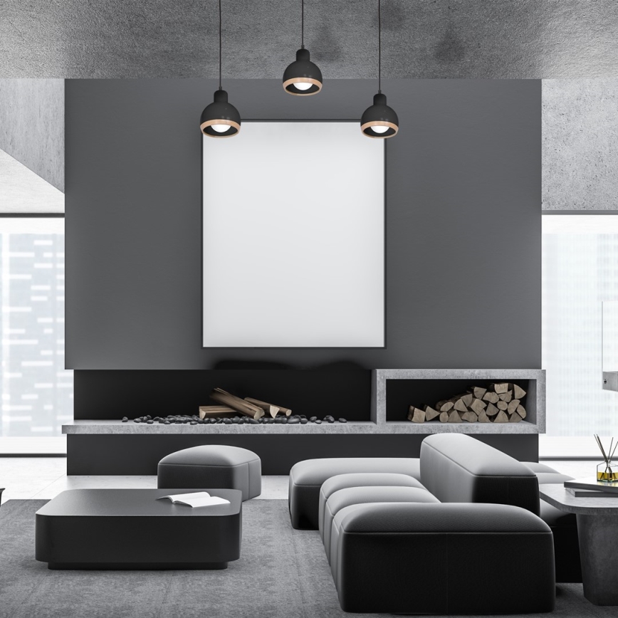 Підвісна люстра OVAL 3xE27/60W/230V чорний