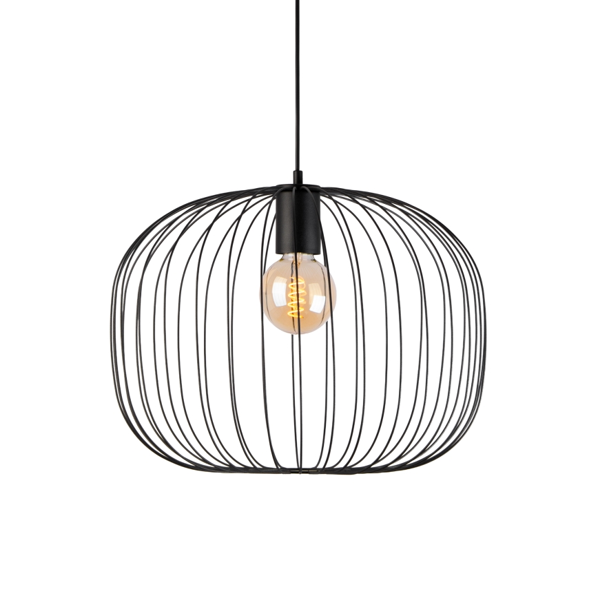 Підвісна люстра OVELLA на тросі 1xE27/15W/230V діам. 46 см чорна