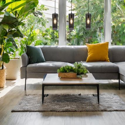 Підвісна люстра PADOVA 3xE27/15W/230V чорний