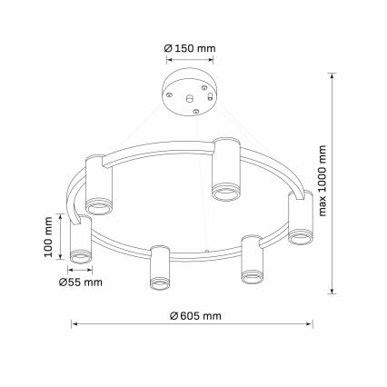 Підвісна люстра PARIS 6xGU10/12W/230V чорний