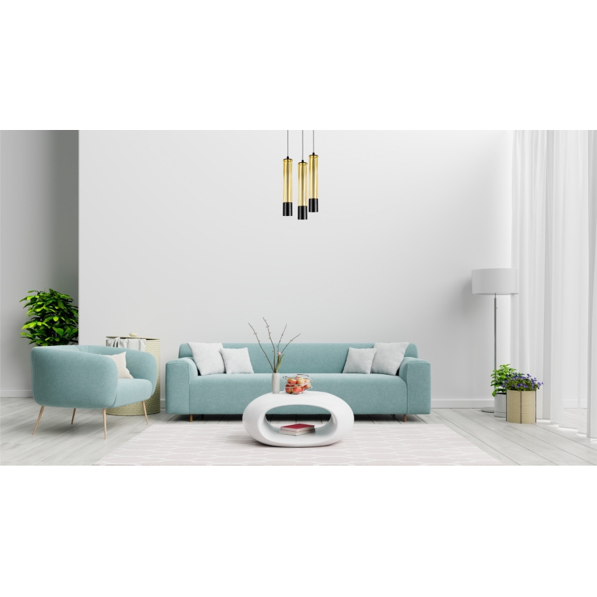 Підвісна люстра PRESCOT 3xGU10/40W/230V золотий