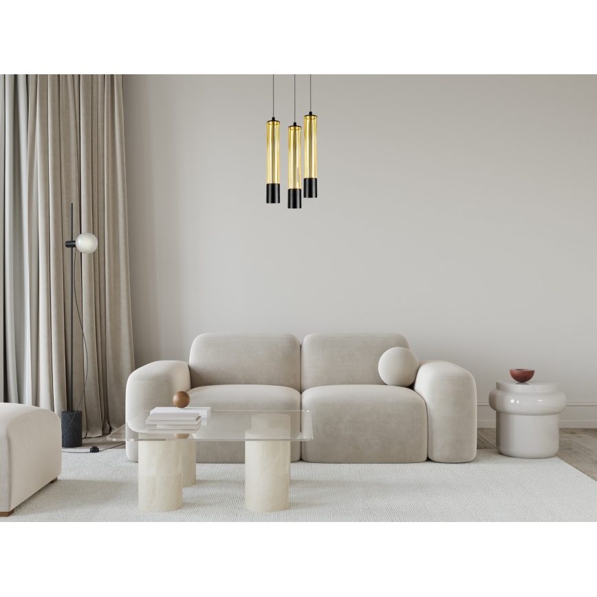 Підвісна люстра PRESCOT 3xGU10/40W/230V золотий