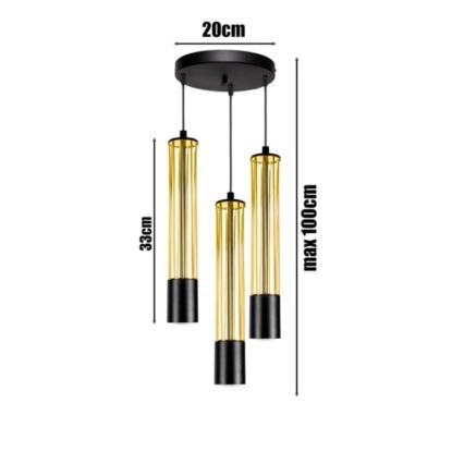 Підвісна люстра PRESCOT 3xGU10/40W/230V золотий