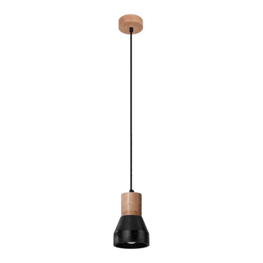 Підвісна люстра QUBIC 1xE27/60W/230V бетон/береза/бук/чорний