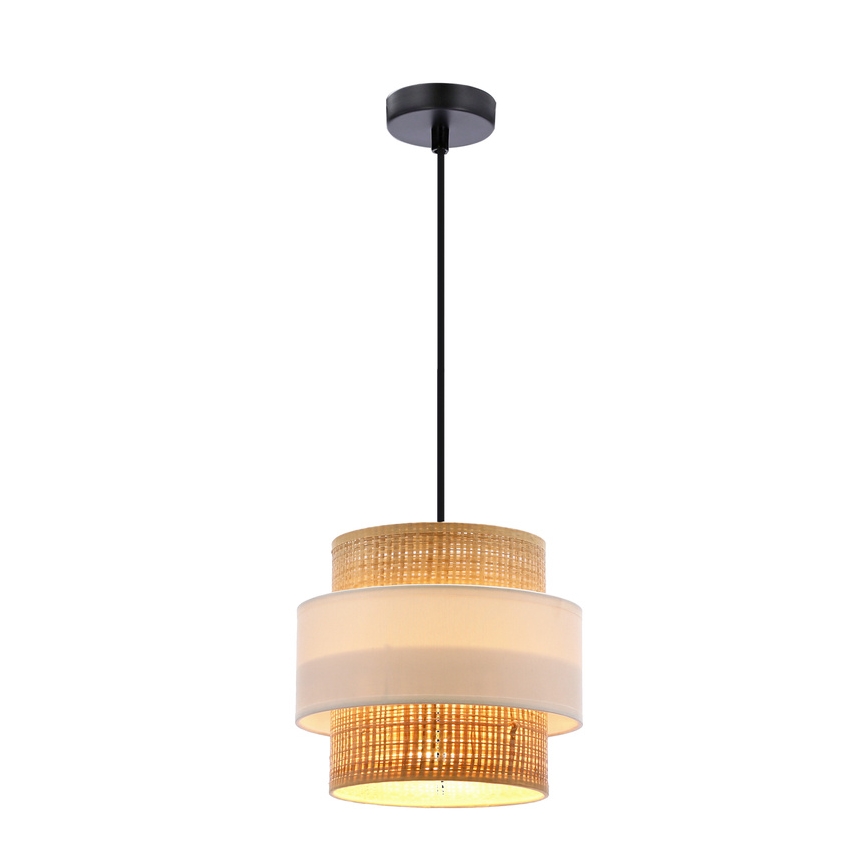 Підвісна люстра RATTAN 1xE27/40W/230V білий/коричневий