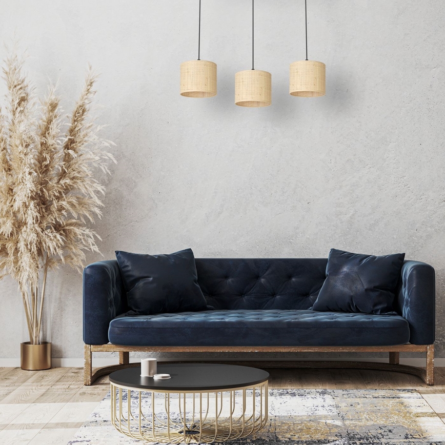 Підвісна люстра RATTAN 3xE27/60W/230V ротанґ