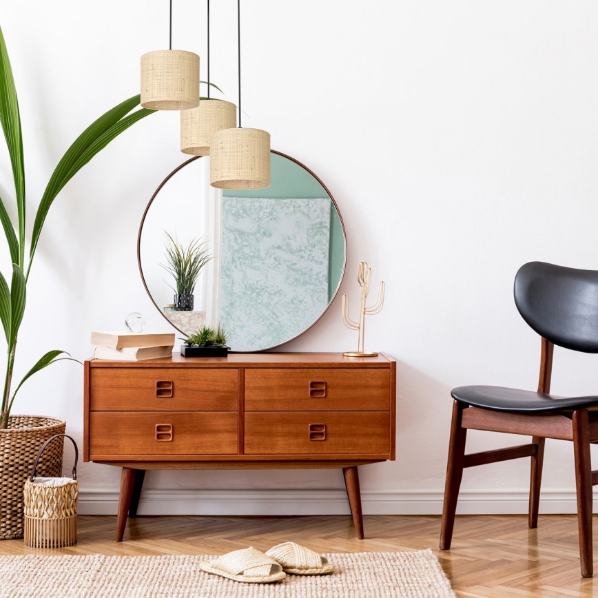 Підвісна люстра RATTAN 3xE27/60W/230V ротанґ