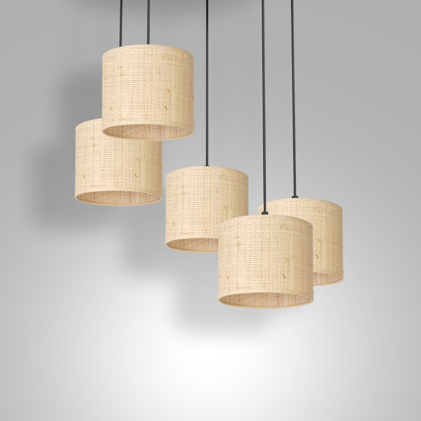 Підвісна люстра RATTAN 5xE27/60W/230V ротанґ