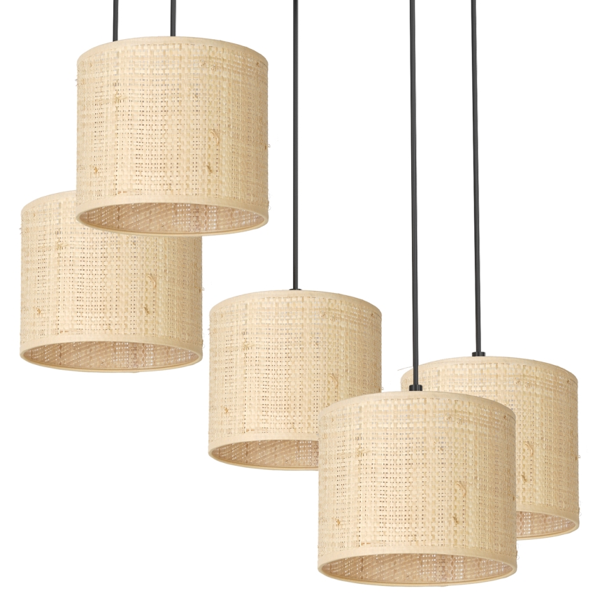 Підвісна люстра RATTAN 5xE27/60W/230V ротанґ