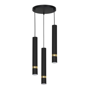 Підвісна люстра RENO 3xGU10/8W/230V чорний/золотий