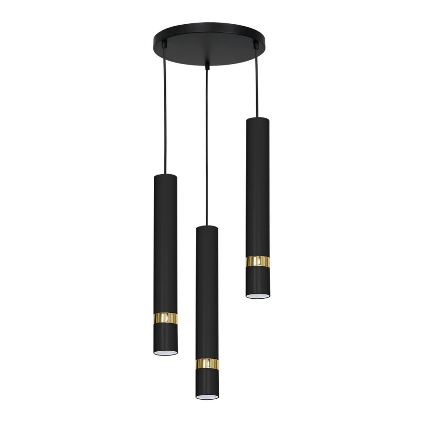 Підвісна люстра RENO 3xGU10/8W/230V чорний/золотий