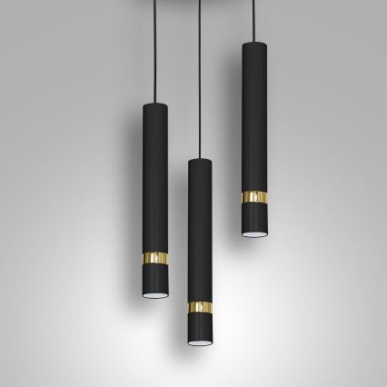Підвісна люстра RENO 3xGU10/8W/230V чорний/золотий
