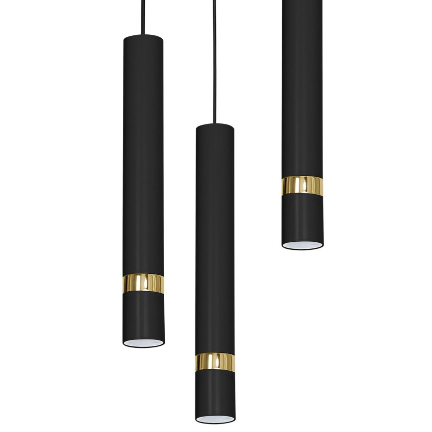 Підвісна люстра RENO 3xGU10/8W/230V чорний/золотий
