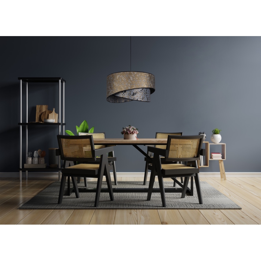 Підвісна люстра REZO 1xE27/60W/230V сірий/золотий