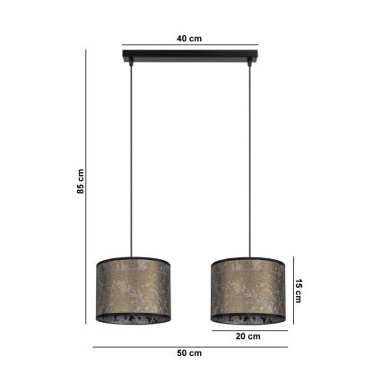 Підвісна люстра REZO 2xE27/60W/230V золотий
