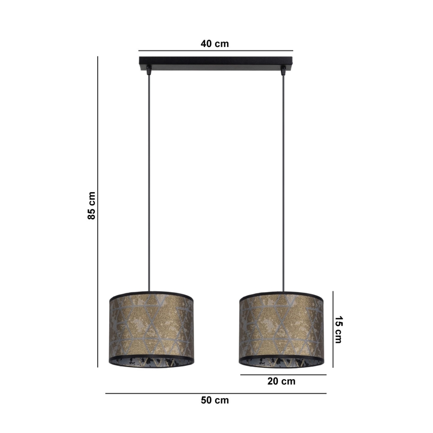 Підвісна люстра REZO 2xE27/60W/230V золотий