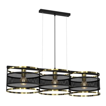 Підвісна люстра RIM 3xE27/60W/230V чорний/золотий