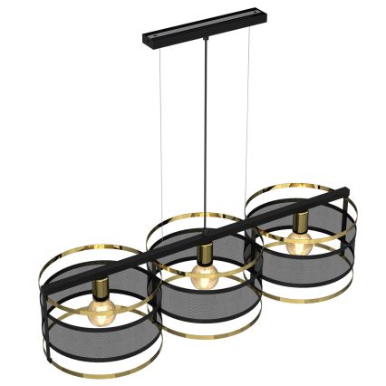 Підвісна люстра RIM 3xE27/60W/230V чорний/золотий