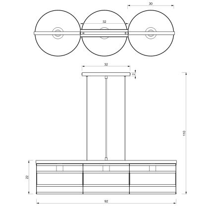 Підвісна люстра RIM 3xE27/60W/230V