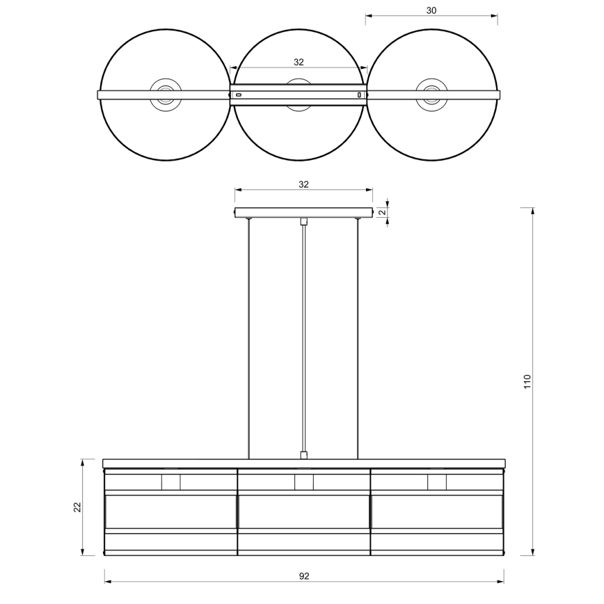Підвісна люстра RIM 3xE27/60W/230V