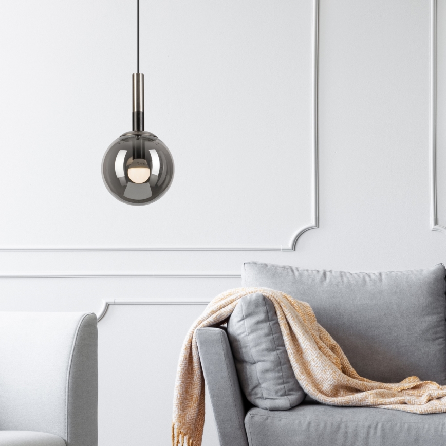 Підвісна люстра ROLLO 1xE14/5W/230V матовий хром/димчастий