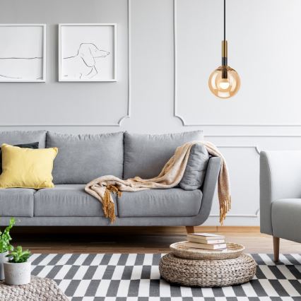 Підвісна люстра ROLLO 1xE14/5W/230V золотий/димчастий бежевий