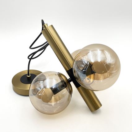 Підвісна люстра ROLLO 3xE14/5W/230V золотий/димчастий бежевий